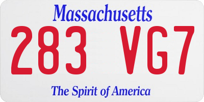 MA license plate 283VG7