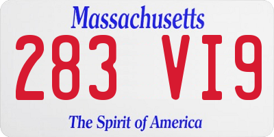 MA license plate 283VI9