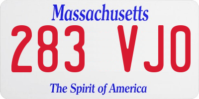 MA license plate 283VJ0