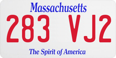 MA license plate 283VJ2