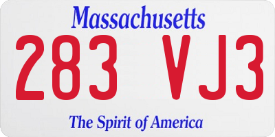 MA license plate 283VJ3