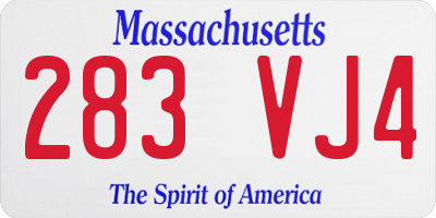 MA license plate 283VJ4