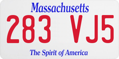 MA license plate 283VJ5