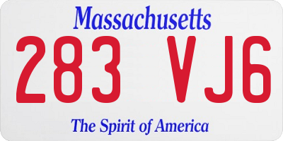 MA license plate 283VJ6