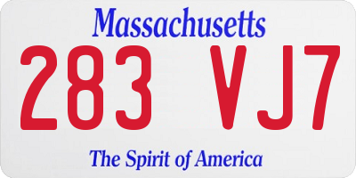MA license plate 283VJ7
