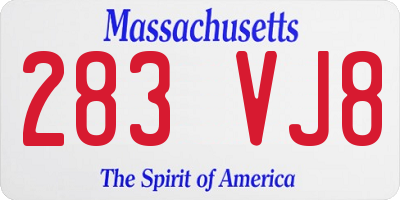 MA license plate 283VJ8