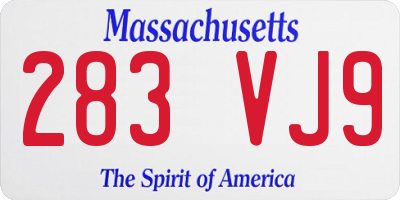 MA license plate 283VJ9