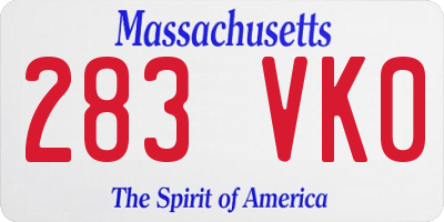 MA license plate 283VK0