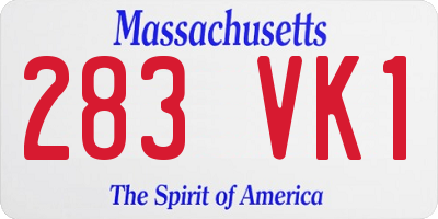 MA license plate 283VK1