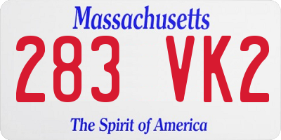 MA license plate 283VK2
