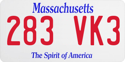 MA license plate 283VK3