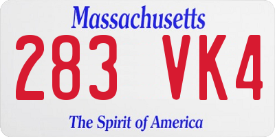 MA license plate 283VK4