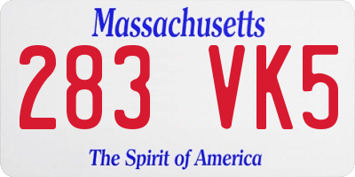 MA license plate 283VK5