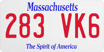MA license plate 283VK6