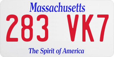 MA license plate 283VK7
