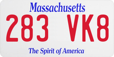 MA license plate 283VK8