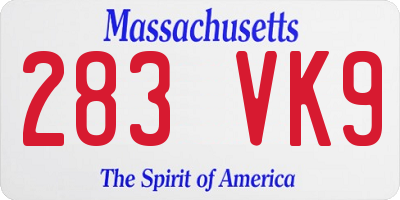 MA license plate 283VK9