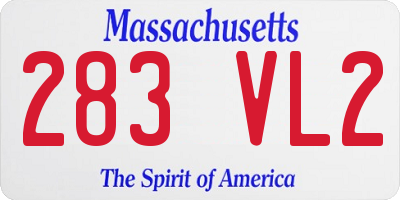 MA license plate 283VL2