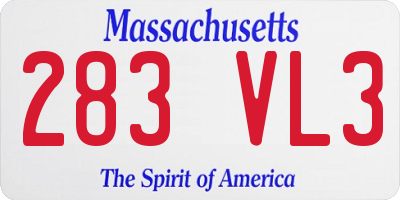 MA license plate 283VL3