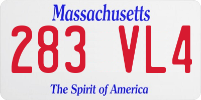 MA license plate 283VL4