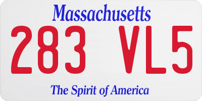 MA license plate 283VL5