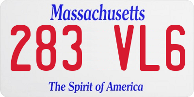 MA license plate 283VL6