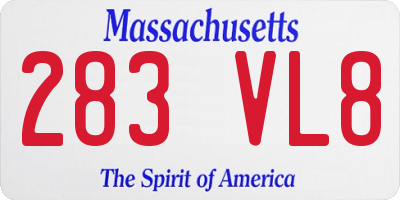 MA license plate 283VL8