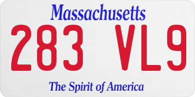 MA license plate 283VL9