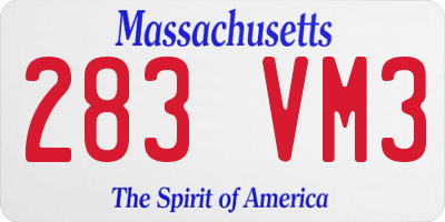 MA license plate 283VM3