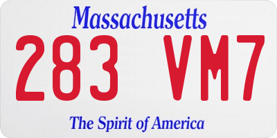 MA license plate 283VM7