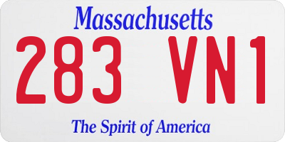 MA license plate 283VN1