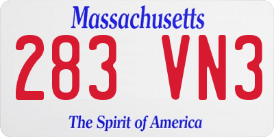 MA license plate 283VN3