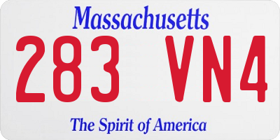 MA license plate 283VN4