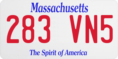 MA license plate 283VN5