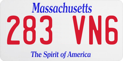 MA license plate 283VN6