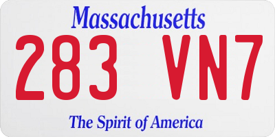 MA license plate 283VN7