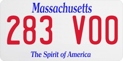 MA license plate 283VO0