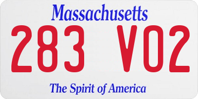MA license plate 283VO2