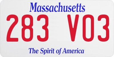 MA license plate 283VO3