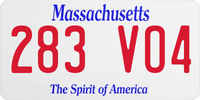 MA license plate 283VO4