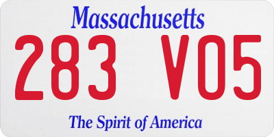MA license plate 283VO5