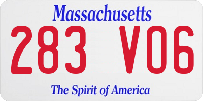 MA license plate 283VO6