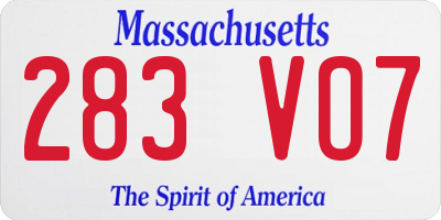 MA license plate 283VO7
