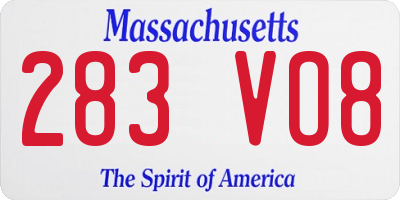 MA license plate 283VO8