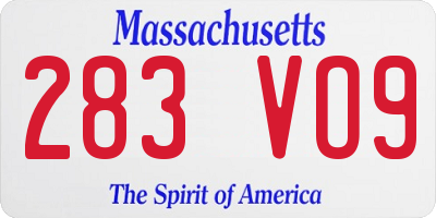 MA license plate 283VO9