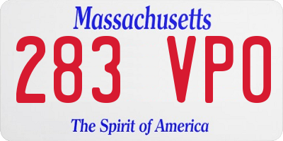 MA license plate 283VP0