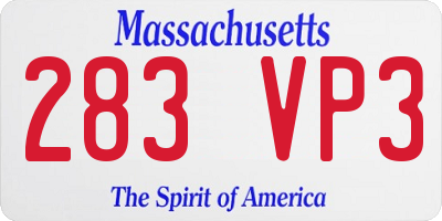 MA license plate 283VP3