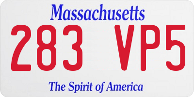 MA license plate 283VP5