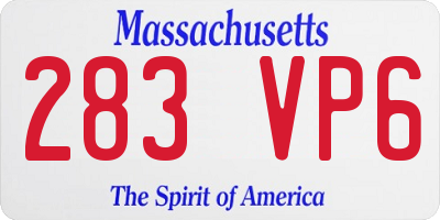 MA license plate 283VP6