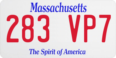 MA license plate 283VP7